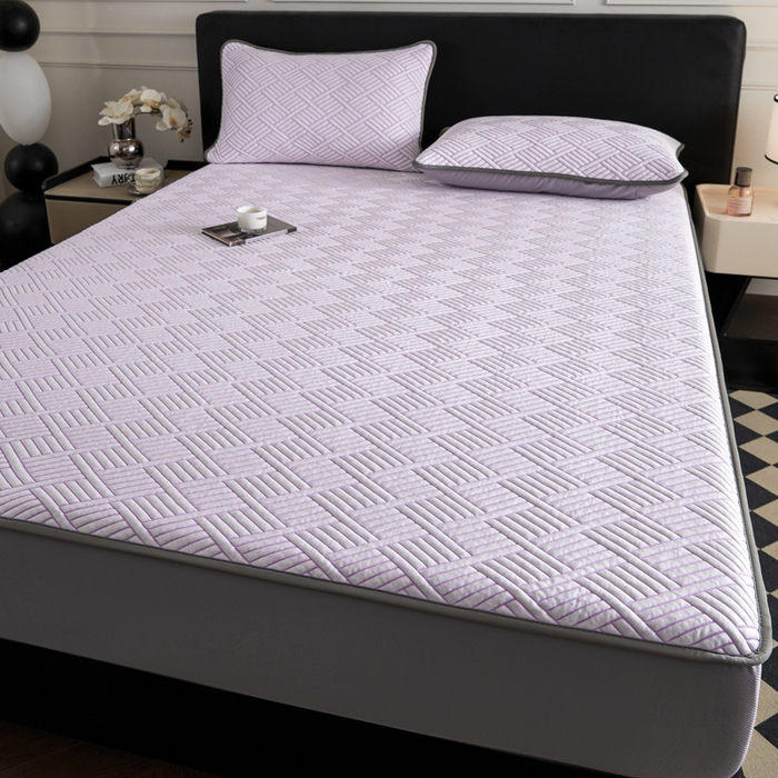 91家纺网 家纺一手货源 找家纺 2025新款韩国外贸爆款加厚PE中分子凉感豆豆软席 时空紫-床笠款