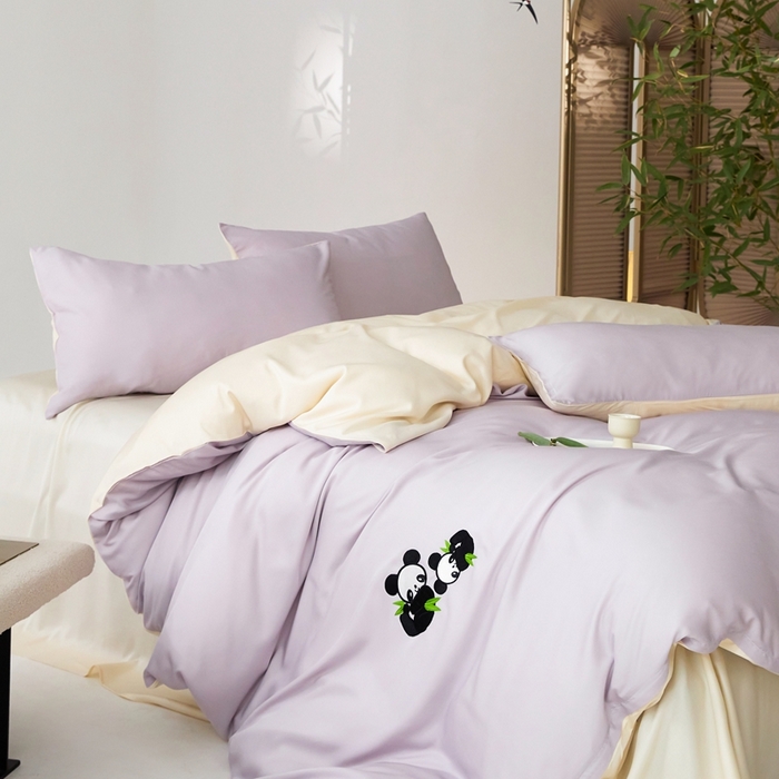 91家纺网 家纺一手货源 找家纺 金奇达家纺 2025新款竹玉清丝四件套-墨隐竹笙【标准号全网控价（折后券后）不低于228元】 墨隐竹笙-紫