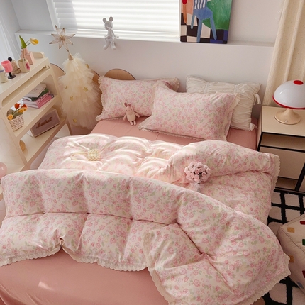 91家纺网 家纺一手货源 找家纺 （总）于果 2025新款全棉双层纱花边款