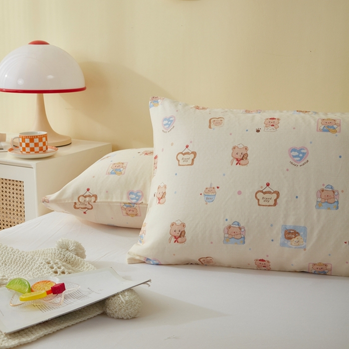 91家纺网 家纺一手货源 找家纺 2025款A类母婴级全棉双层纱枕套_4032 安可拉熊