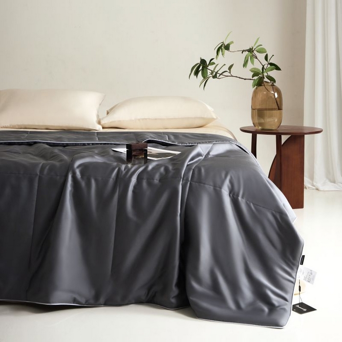 91家纺网 家纺一手货源 找家纺 朵美 2025新款60支天丝纯色夏被被子被芯 锡灰