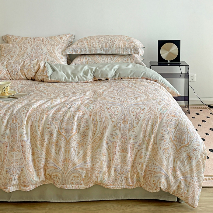 91家纺网 家纺一手货源 找家纺 棉生活家纺 2025新款天丝莱赛尔印花四件套 莉格西塔