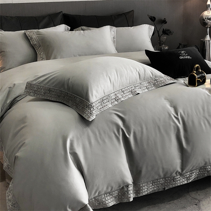 91家纺网 家纺一手货源 找家纺 保罗圣迪奥 2025新款简约款全棉长绒棉四件套—星阑 星阑-绅士灰