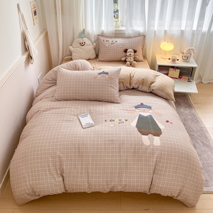 91家纺网 家纺一手货源 找家纺 （总）莱米家纺 2025新款全棉双层纱数码印花四件套