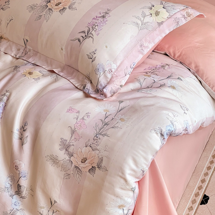 91家纺网 家纺一手货源 找家纺 棉生活家纺 2025新款天丝莱赛尔印花四件套 雅梦