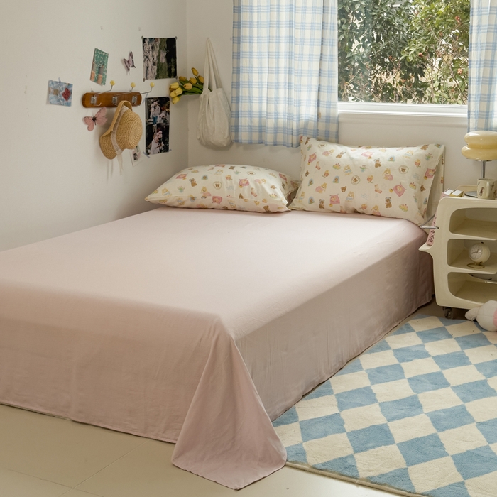 91家纺网 家纺一手货源 找家纺 塔塔家居  2025新款全棉纯棉双层纱床单床笠单品 春日派对