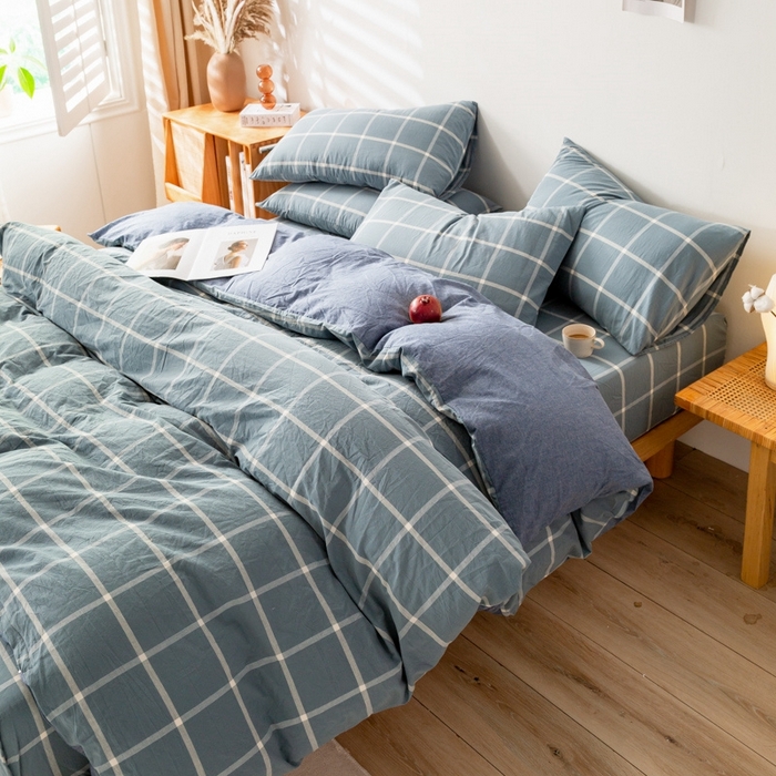 91家纺网 家纺一手货源 找家纺 2025新款A类色织水洗棉单被套 柏拉图兰