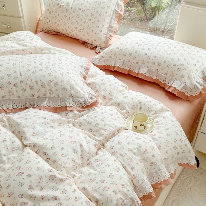 91家纺网 家纺一手货源 找家纺 （总）晨晨家纺2025新款全棉双层花边双层纱四件套