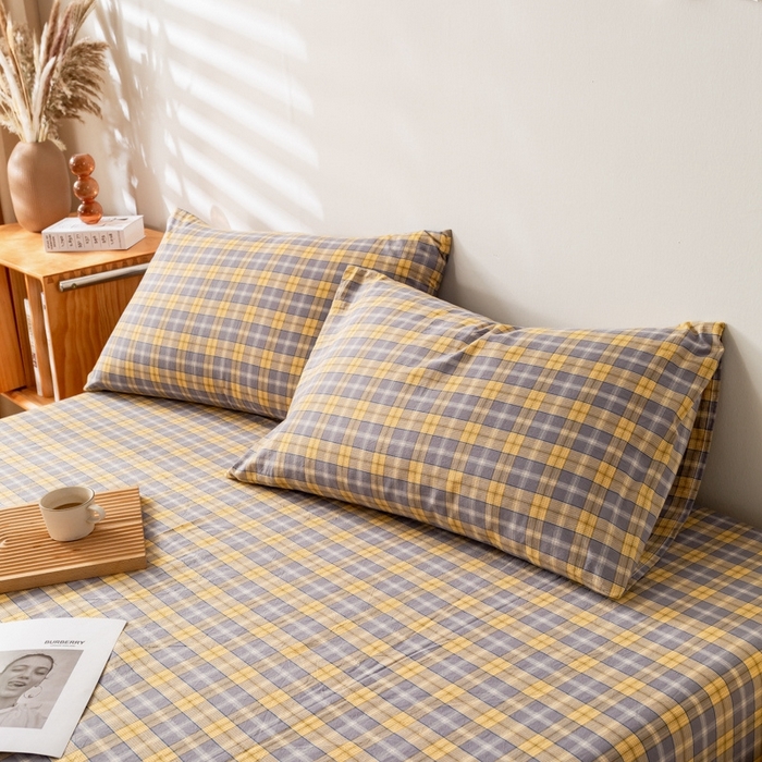 91家纺网 家纺一手货源 找家纺 2025新款A类色织水洗棉单被套 芳华灰