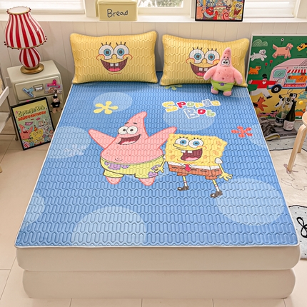 91家纺网 家纺一手货源 找家纺 （总）金爱家 2025新款海绵宝宝乳胶凉席床席款凉席席子