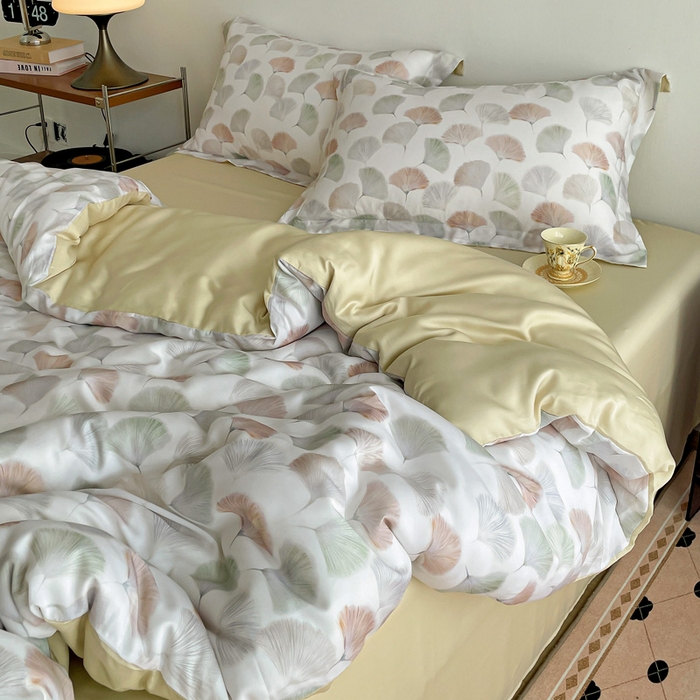 91家纺网 家纺一手货源 找家纺 棉生活家纺 2025新款天丝莱赛尔印花四件套 林间秘信