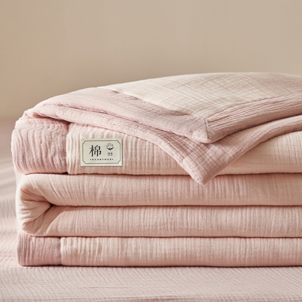 91家纺网 家纺一手货源 找家纺 （总）简如 2025新款A类全棉双层纱皱皱纱夏被四件套-简系列