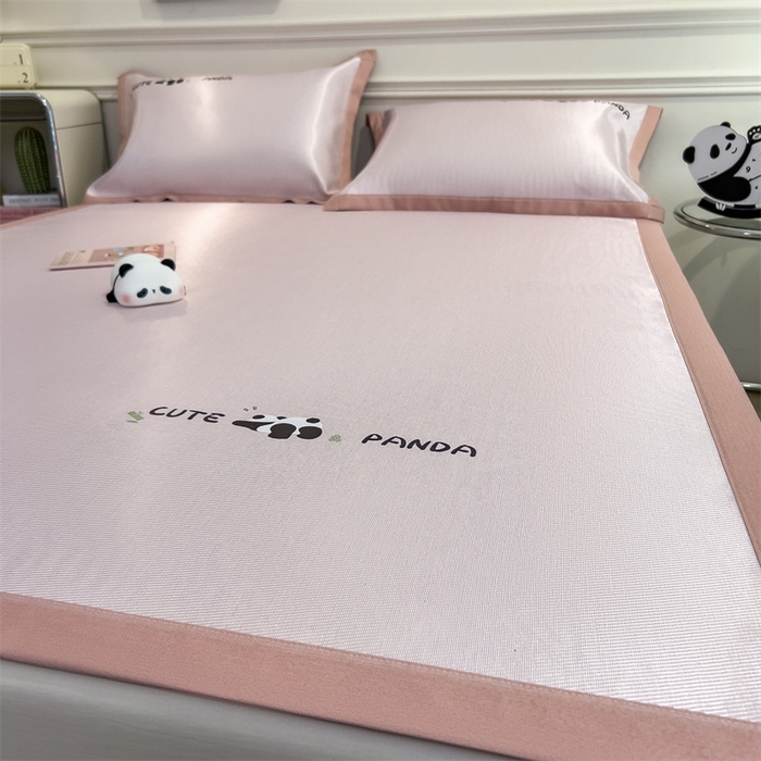 91家纺网 家纺一手货源 找家纺 （总）星座家纺 2025新款600D熊猫烫画冰丝凉席三件套