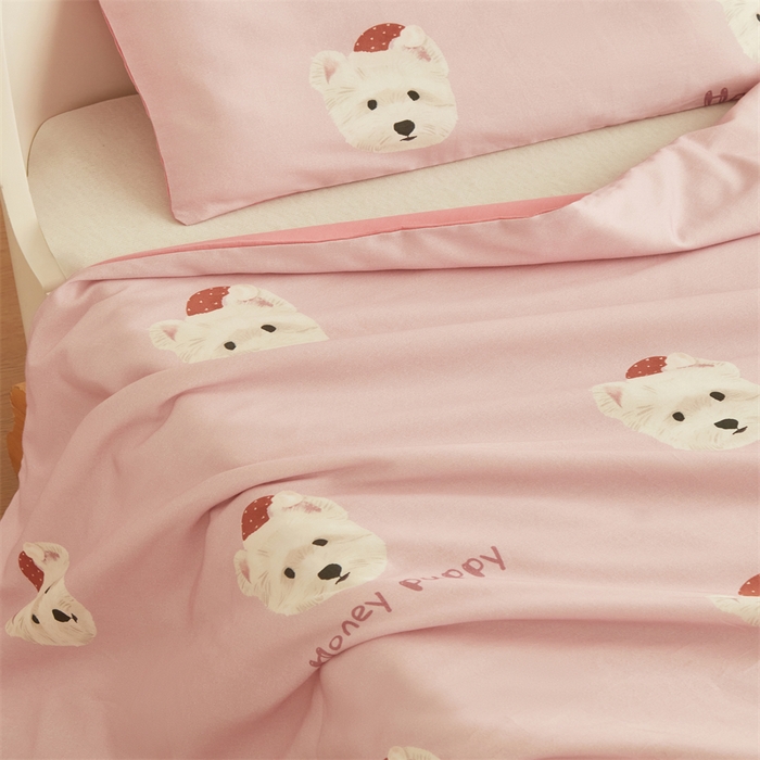 91家纺网 家纺一手货源 找家纺 艾佳宝贝 2025A类儿童全棉多功能单被套可拆式夏被四季被子 乖萌小狗