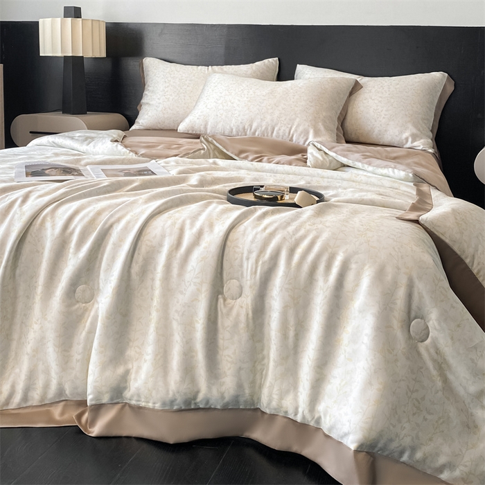 91家纺网 家纺一手货源 找家纺 本制 2025新款水洗真丝印花夏被夏凉被空调被 空山雪+烟灰