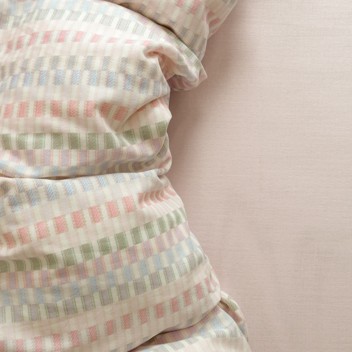 91家纺网 家纺一手货源 找家纺 塔塔家居  2025新款全棉纯棉双层纱四件套 多彩