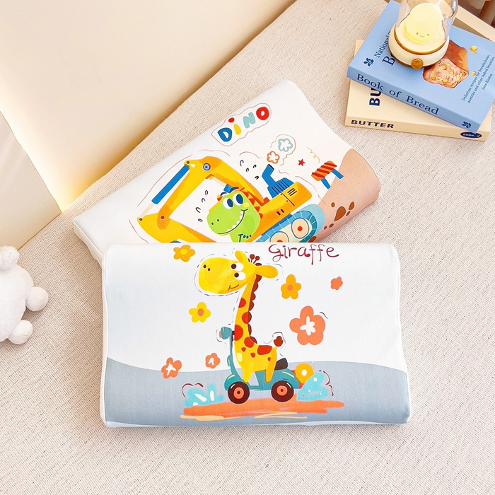 91家纺网 家纺一手货源 找家纺 梵赫 2025新款全棉A类儿童针织棉记忆枕（可拆卸） 快乐长颈鹿 单枕套