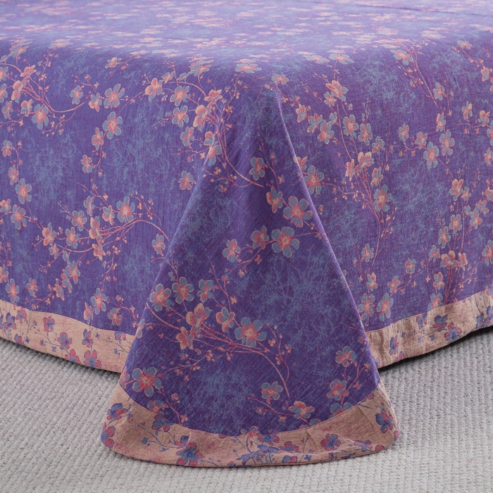 91家纺网 家纺一手货源 找家纺 2025新款全棉色织双层纱纽扣款四件套 织梦-紫罗兰