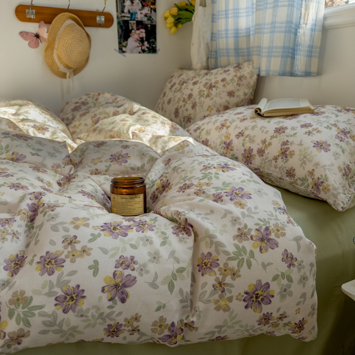 91家纺网 家纺一手货源 找家纺 塔塔家居  2025新款全棉纯棉双层纱被套单品单被套被套单件 半夏