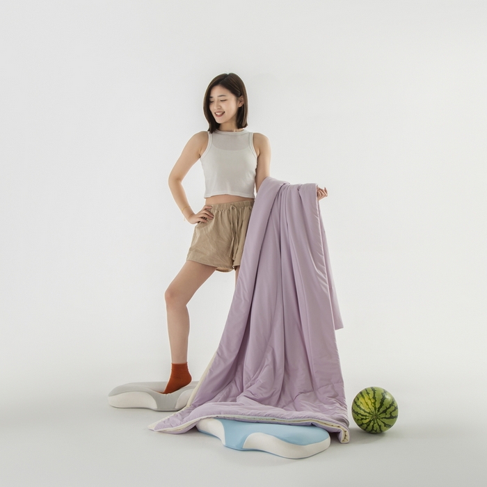 91家纺网 家纺一手货源 找家纺 锦禾穗 2025新款高克重双面锦氨凉感冰菓裸感被 丁香紫