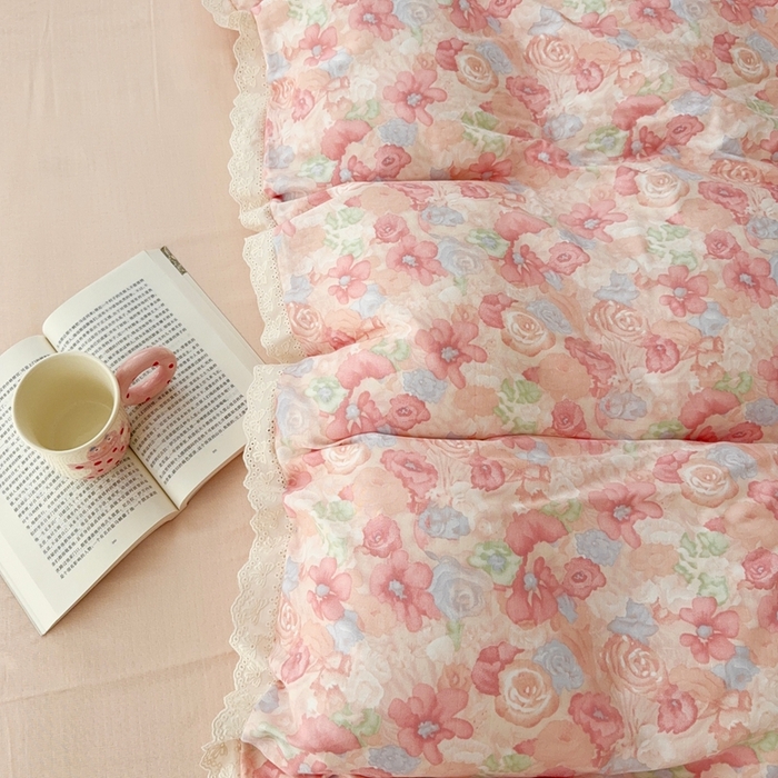 91家纺网 家纺一手货源 找家纺 于果 2025新款全棉双层纱花边款 花汀