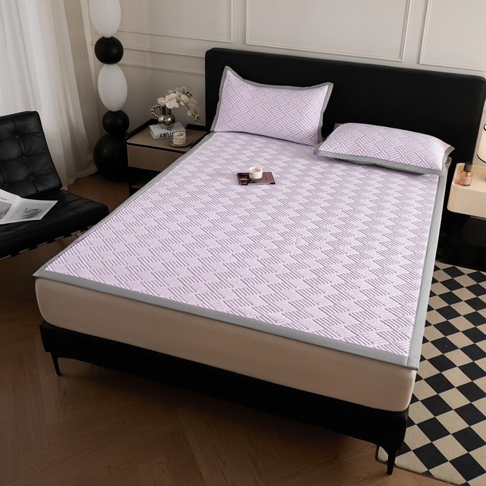 91家纺网 家纺一手货源 找家纺 2025新款韩国外贸爆款加厚PE中分子凉感豆豆软席 时空紫-床席款