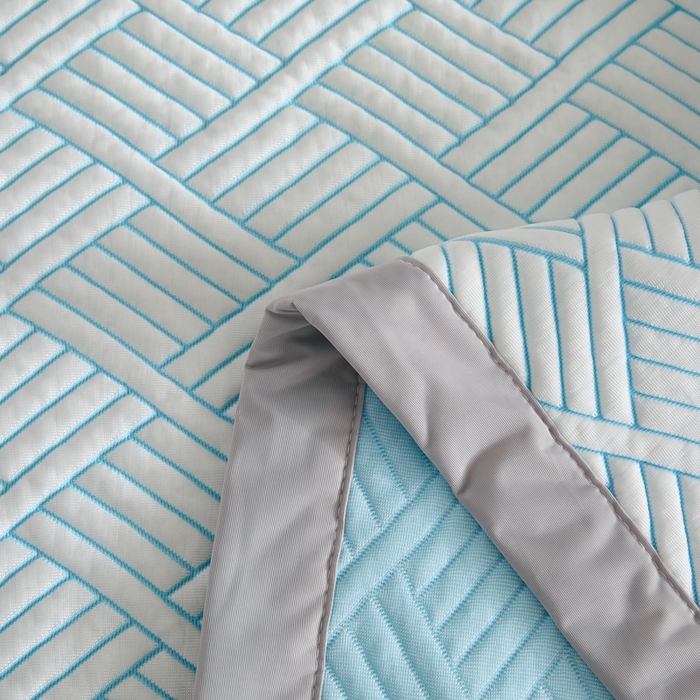 91家纺网 家纺一手货源 找家纺 2025新款韩国外贸爆款加厚PE中分子凉感豆豆软席 时空蓝-床席款