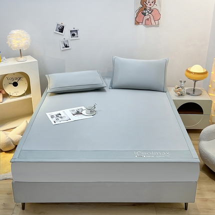 91家纺网 家纺一手货源 找家纺 全季家居 2025新款5A抗菌ICE系列凉感冰丝席 浅灰 床席款