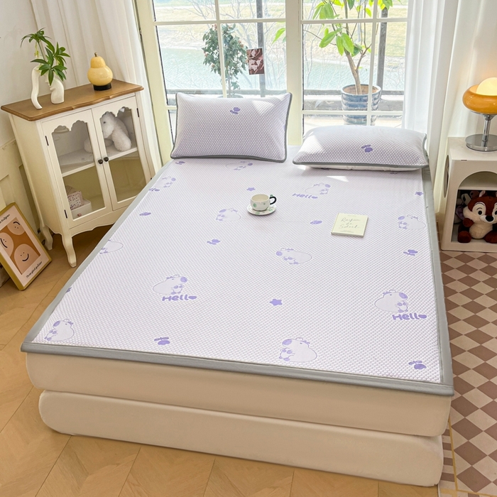 91家纺网 家纺一手货源 找家纺 卡伦2025新款冰丝豆豆凉席床席系列 卡皮巴拉-紫