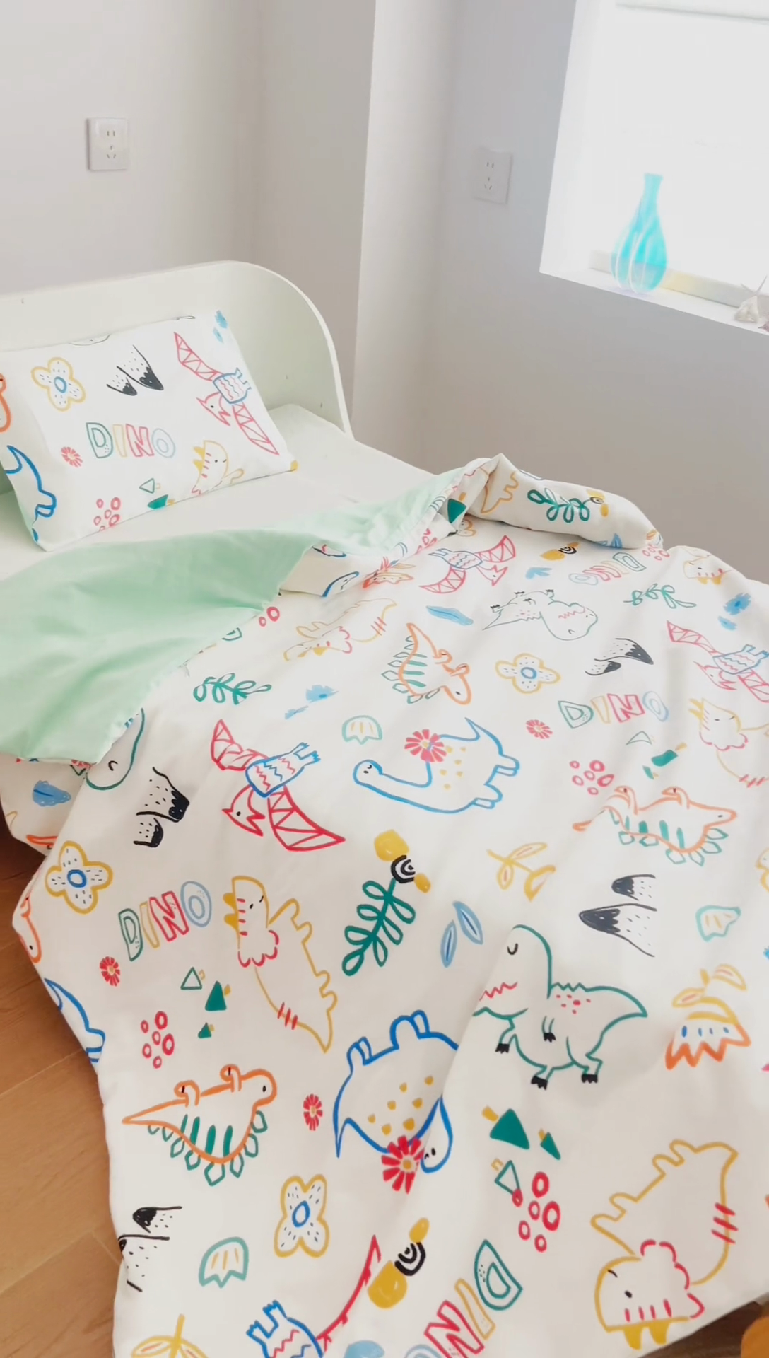 91家纺网 家纺一手货源 找家纺 艾佳宝贝 2025A类儿童全棉多功能单被套可拆式夏被四季被子 好多恐龙