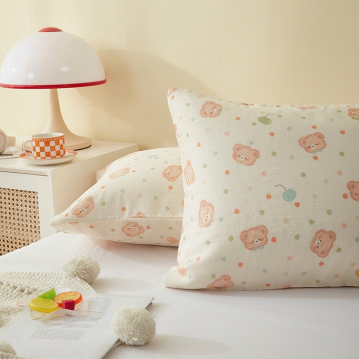 91家纺网 家纺一手货源 找家纺 2025款A类母婴级全棉双层纱枕套_4032 仔仔熊