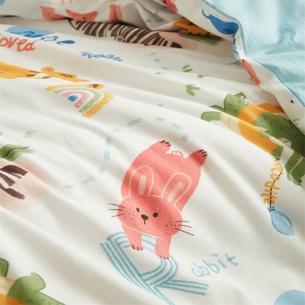 艾佳宝贝 2025A类儿童全棉多功能单被套可拆式夏被四季被子 动物的世界