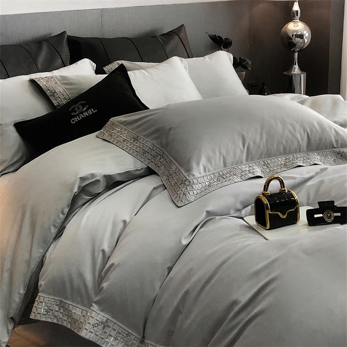 91家纺网 家纺一手货源 找家纺 保罗圣迪奥 2025新款简约款全棉长绒棉四件套—星阑 星阑-绅士灰