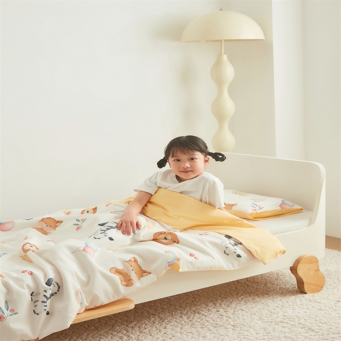 91家纺网 家纺一手货源 找家纺 艾佳宝贝 2025A类儿童全棉多功能单被套可拆式夏被四季被子 萌趣动物园