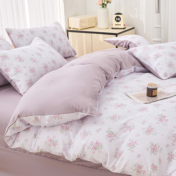 91家纺网 家纺一手货源 找家纺 蕾诺家纺 2025新款直播新款A类有氧提花云纱棉圆角吊边工艺四件套学生三件套 西塘