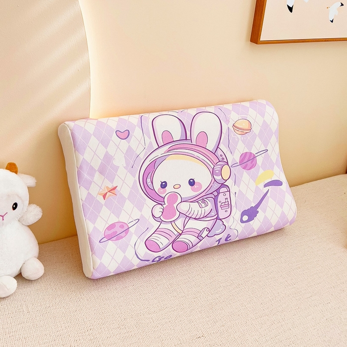 91家纺网 家纺一手货源 找家纺 梵赫 2025新款全棉A类儿童针织棉记忆枕（可拆卸） 太空兔兔 单枕套