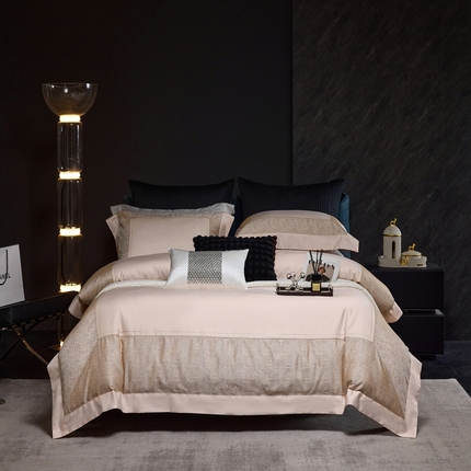 91家纺网 家纺一手货源 找家纺 时亿家居 2025新款色织提花四件套-温妮莎 温妮莎 玉色