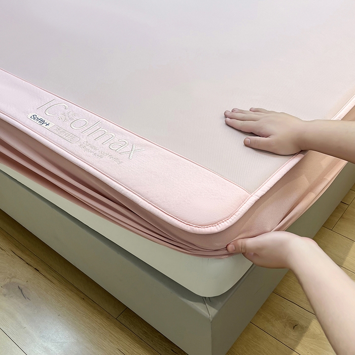 91家纺网 家纺一手货源 找家纺 全季家居 2025新款5A抗菌ICE系列凉感冰丝席 淡粉 床笠款