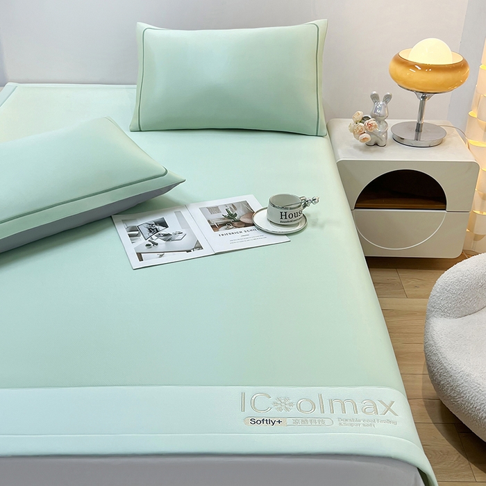 91家纺网 家纺一手货源 找家纺 全季家居 2025新款5A抗菌ICE系列凉感冰丝席 水绿 床席款