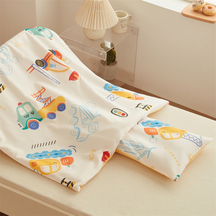 91家纺网 家纺一手货源 找家纺 艾佳宝贝 2025A类儿童全棉多功能单被套可拆式夏被四季被子 工程小车