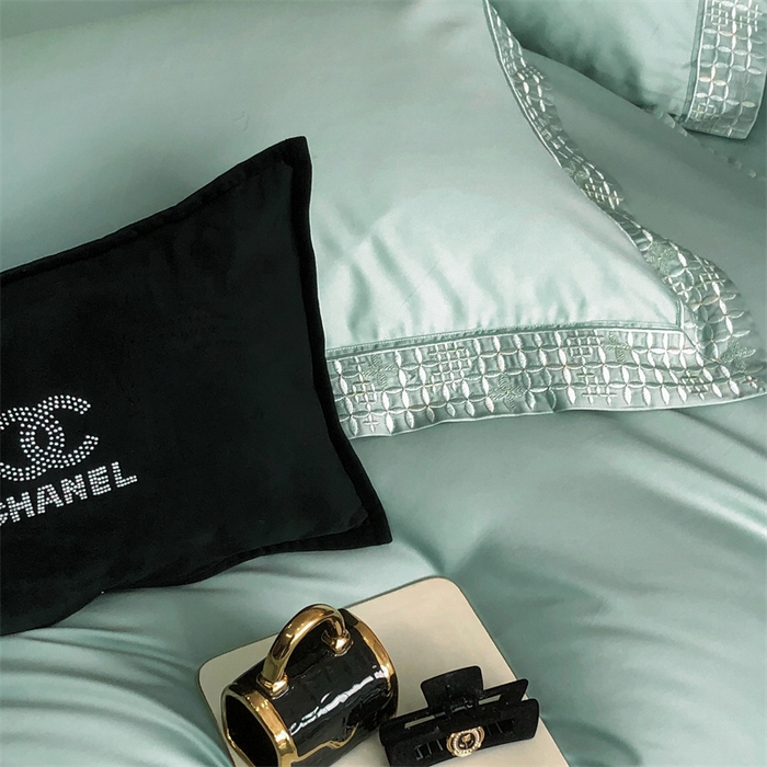 91家纺网 家纺一手货源 找家纺 保罗圣迪奥 2025新款简约款全棉长绒棉四件套—星阑 星阑-青石绿