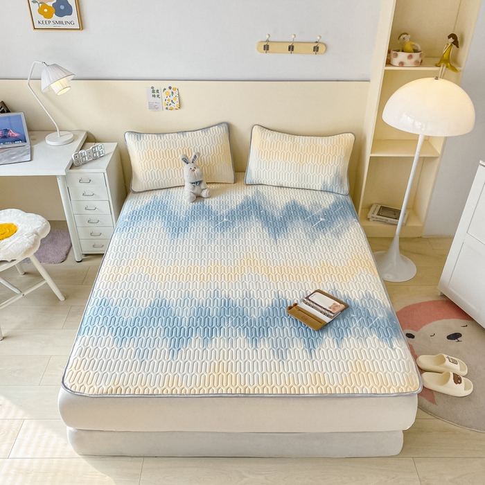 91家纺网 家纺一手货源 找家纺 （总）欧邦 2025新款乳胶凉席三件套可配同款凉感丝夏被四件套