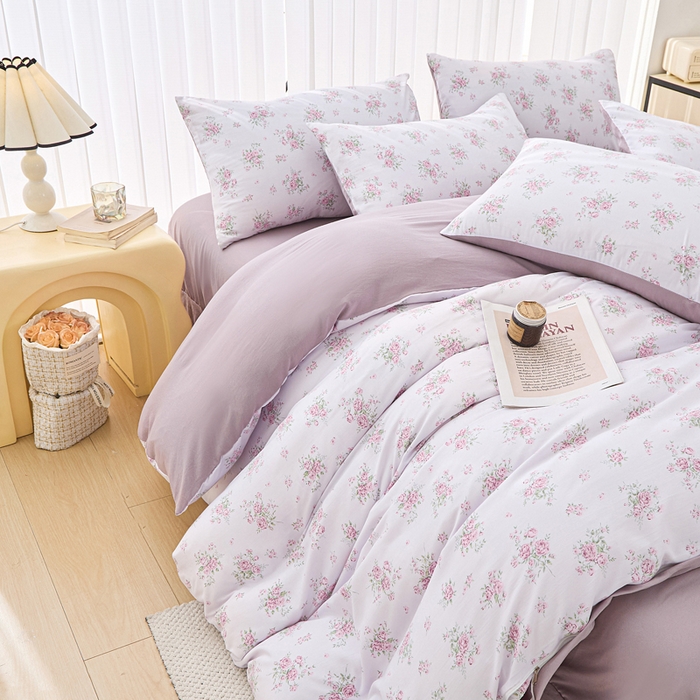 91家纺网 家纺一手货源 找家纺 蕾诺家纺 2025新款直播新款A类有氧提花云纱棉圆角吊边工艺四件套学生三件套 西塘