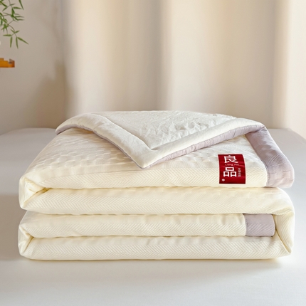 雨洋家纺 2025新款华夫格提花大豆夏被 米白
