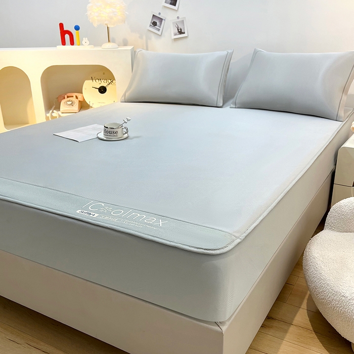 91家纺网 家纺一手货源 找家纺 全季家居 2025新款5A抗菌ICE系列凉感冰丝席 浅灰 床笠款