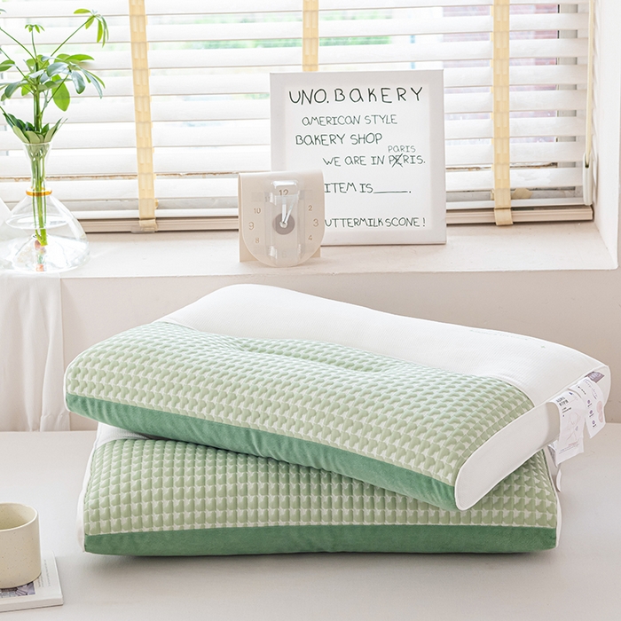 91家纺网 家纺一手货源 找家纺 大熊枕芯 2025新款安颈1号冰豆豆枕芯 安颈1号-绿