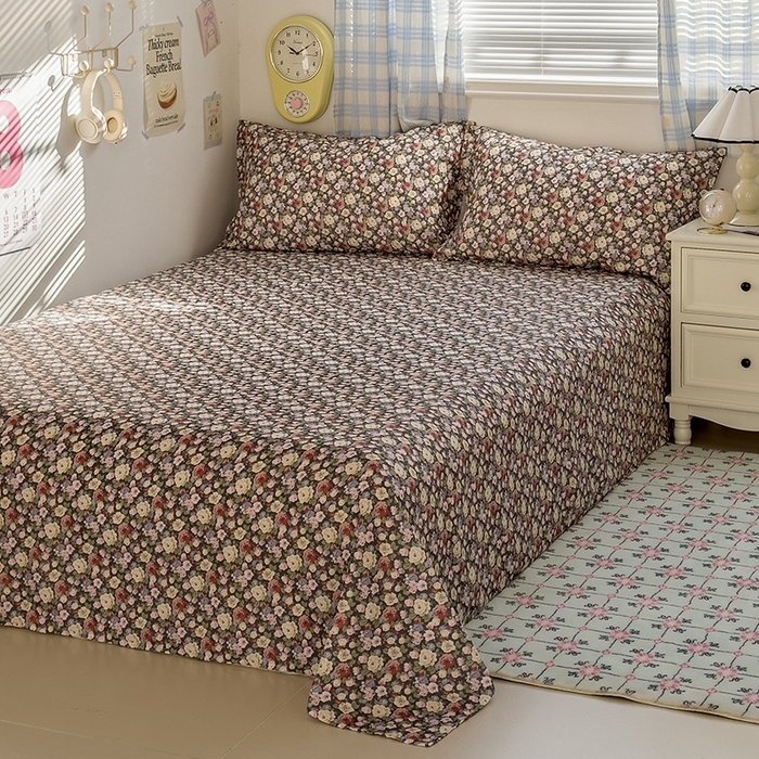 91家纺网 家纺一手货源 找家纺 塔塔家居  2025新款全棉纯棉双层纱床单床笠单品 如愿芳华