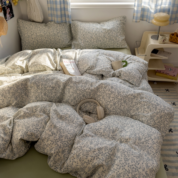 91家纺网 家纺一手货源 找家纺 塔塔家居  2025新款全棉纯棉双层纱被套单品单被套被套单件 绿野