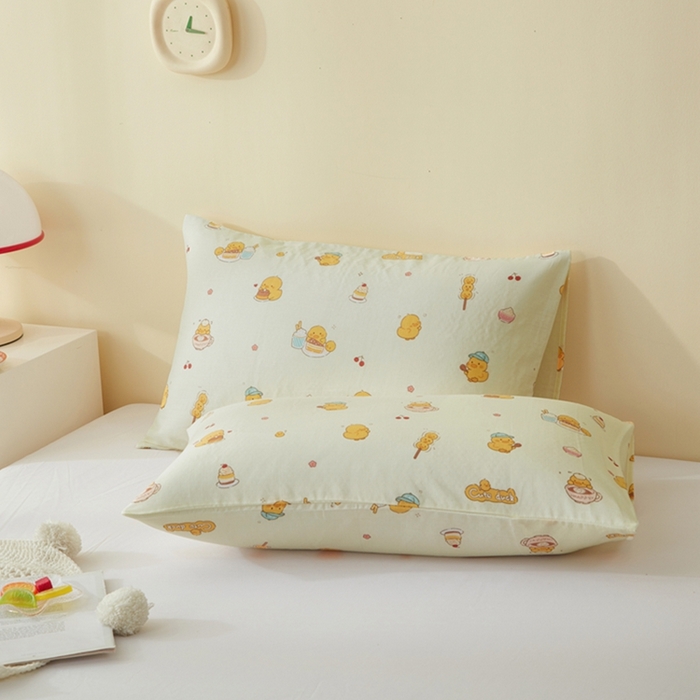 91家纺网 家纺一手货源 找家纺 2025款A类母婴级全棉双层纱枕套_4032 小黄鸭