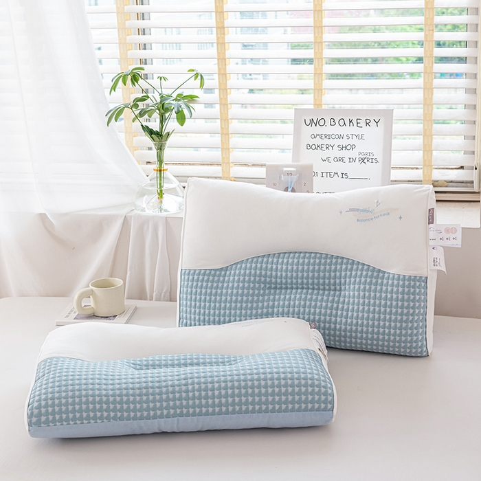 91家纺网 家纺一手货源 找家纺 大熊枕芯 2025新款安颈1号冰豆豆枕芯 安颈1号-蓝